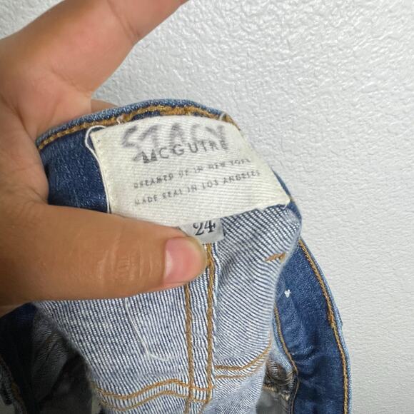 McGuire Womens Shorts Size 24 Denim Blue Cut Out Jean Dark Wash Casual - Picture 4 of 12